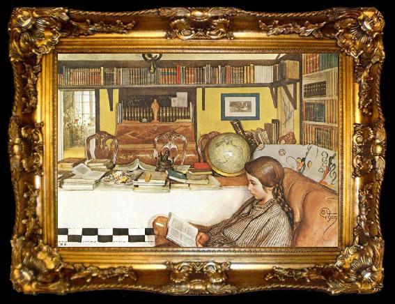 framed  Carl Larsson The Reading Room, ta009-2